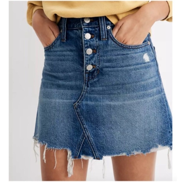 NWT MADEWELL Distressed Denim Mini Skirt - Picture 2 of 16